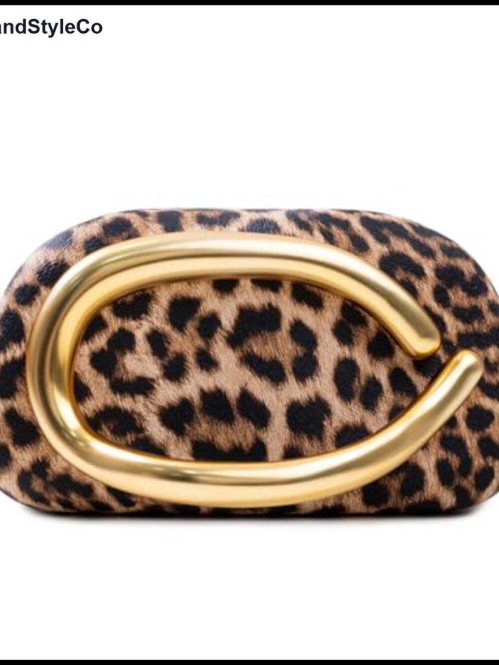 Leopard Print PU Clutch Evening Bag Removable Gold Snake Chain Strap